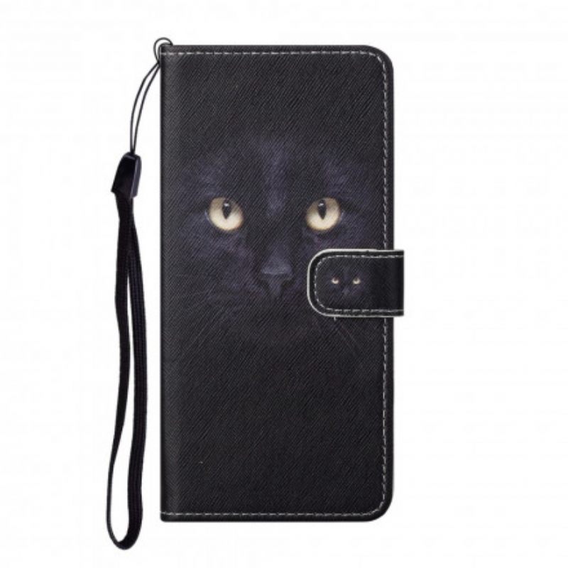 Kotelot Xiaomi Redmi Note 10 Pro Suojaketju Kuori Black Cat Eyes Hihnalla