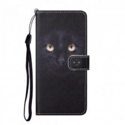 Kotelot Xiaomi Redmi Note 10 Pro Suojaketju Kuori Black Cat Eyes Hihnalla