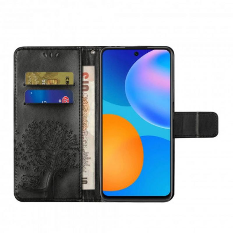 Kotelot Xiaomi Redmi Note 10 Pro Suojaketju Kuori Tree Ja Pöllöt Hihnalla