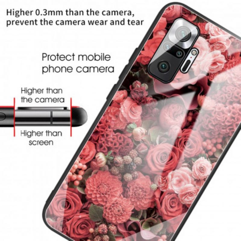 Kuori Xiaomi Redmi Note 10 Pro Tempered Glass Rose Flowers