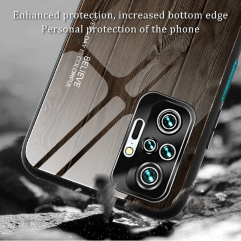 Kuori Xiaomi Redmi Note 10 Pro Tempered Glass Wood Design