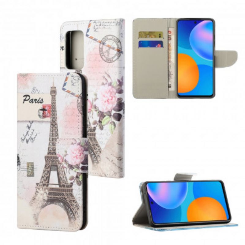 Nahkakotelo Xiaomi Redmi Note 10 Pro Retro Eiffel-torni