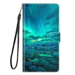 Nahkakotelo Xiaomi Redmi Note 10 Pro Suojaketju Kuori Lanyard Maisema