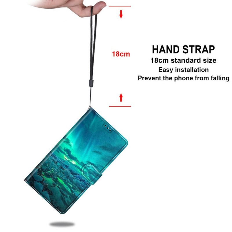 Nahkakotelo Xiaomi Redmi Note 10 Pro Suojaketju Kuori Lanyard Maisema