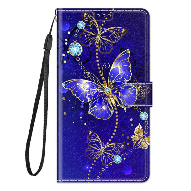 Nahkakotelo Xiaomi Redmi Note 10 Pro Suojaketju Kuori Strap Butterflies Fani