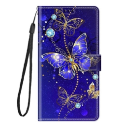 Nahkakotelo Xiaomi Redmi Note 10 Pro Suojaketju Kuori Strap Butterflies Fani