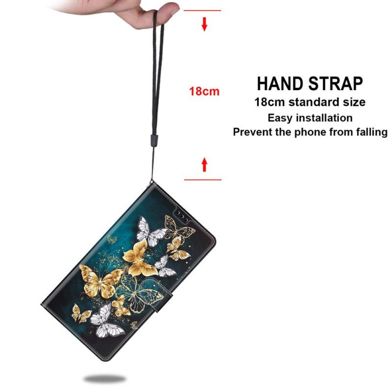 Nahkakotelo Xiaomi Redmi Note 10 Pro Suojaketju Kuori Strap Butterflies Fani