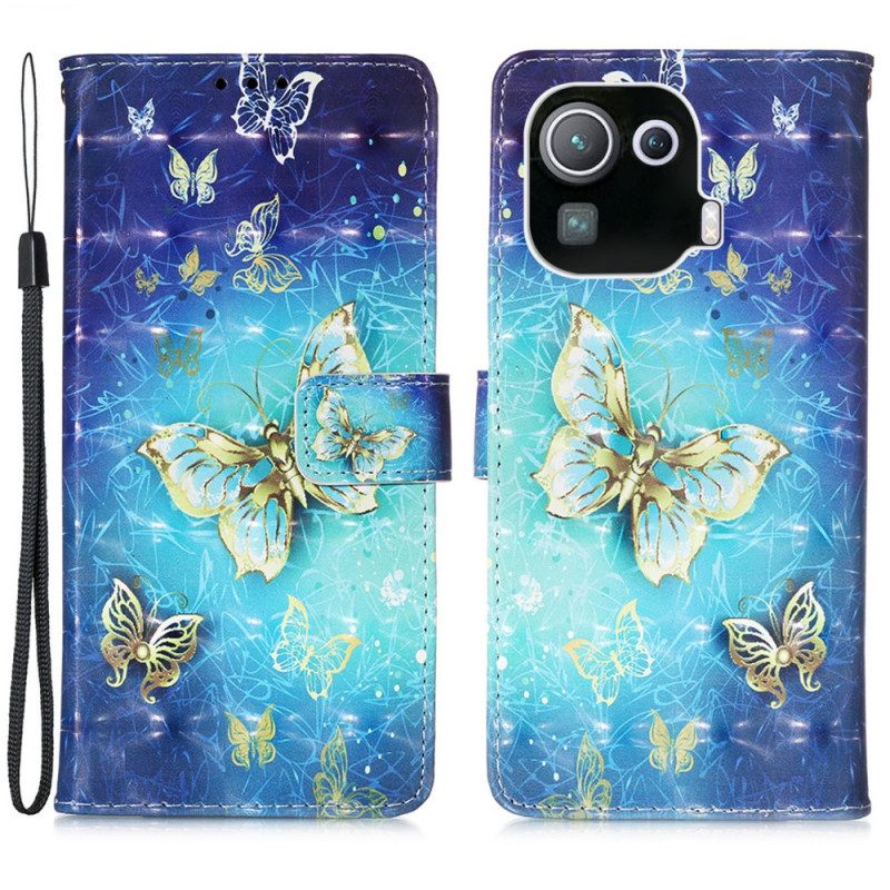 Flip Case Xiaomi Mi 11 Pro Golden Butterflies