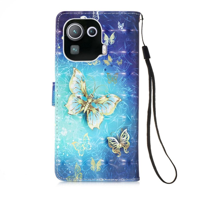 Flip Case Xiaomi Mi 11 Pro Golden Butterflies