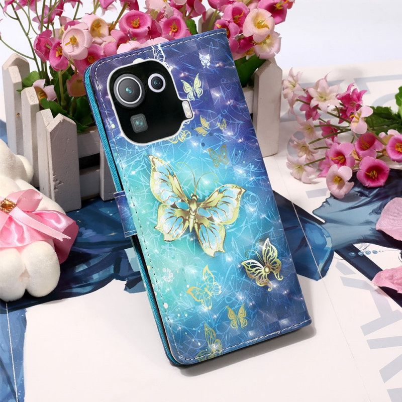 Flip Case Xiaomi Mi 11 Pro Golden Butterflies