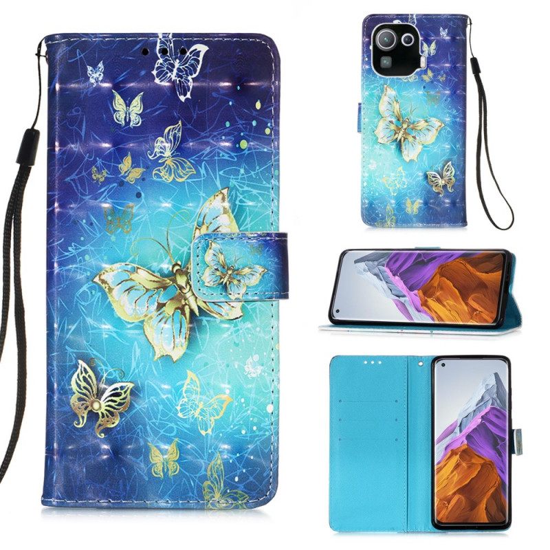 Flip Case Xiaomi Mi 11 Pro Golden Butterflies