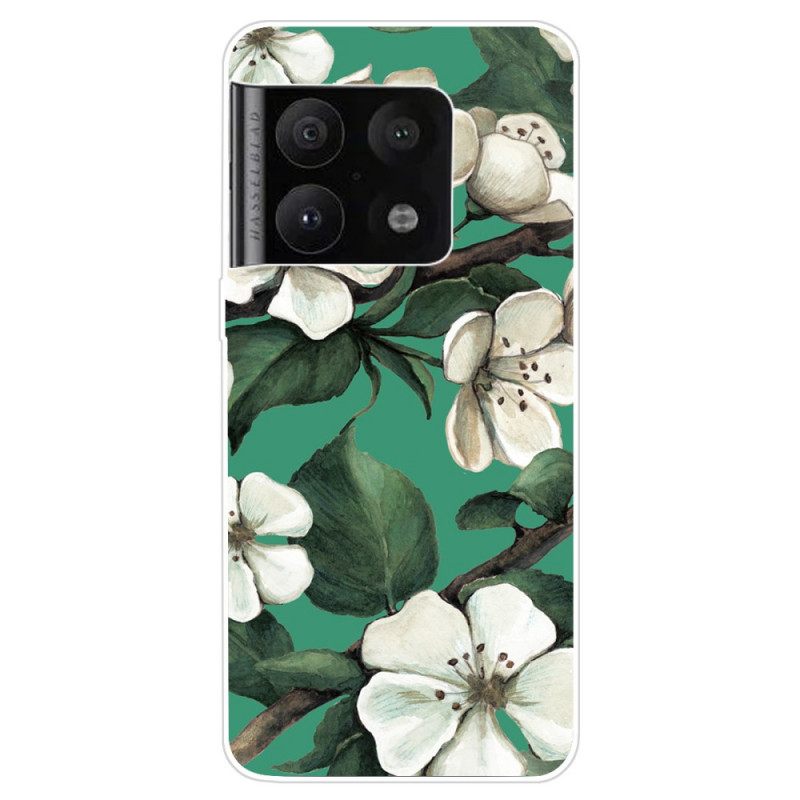 Case OnePlus 10 Pro 5G Maalatut Valkoiset Kukat