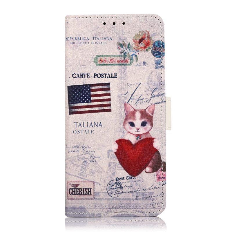 Flip Case OnePlus 10 Pro 5G Matkustava Kissa