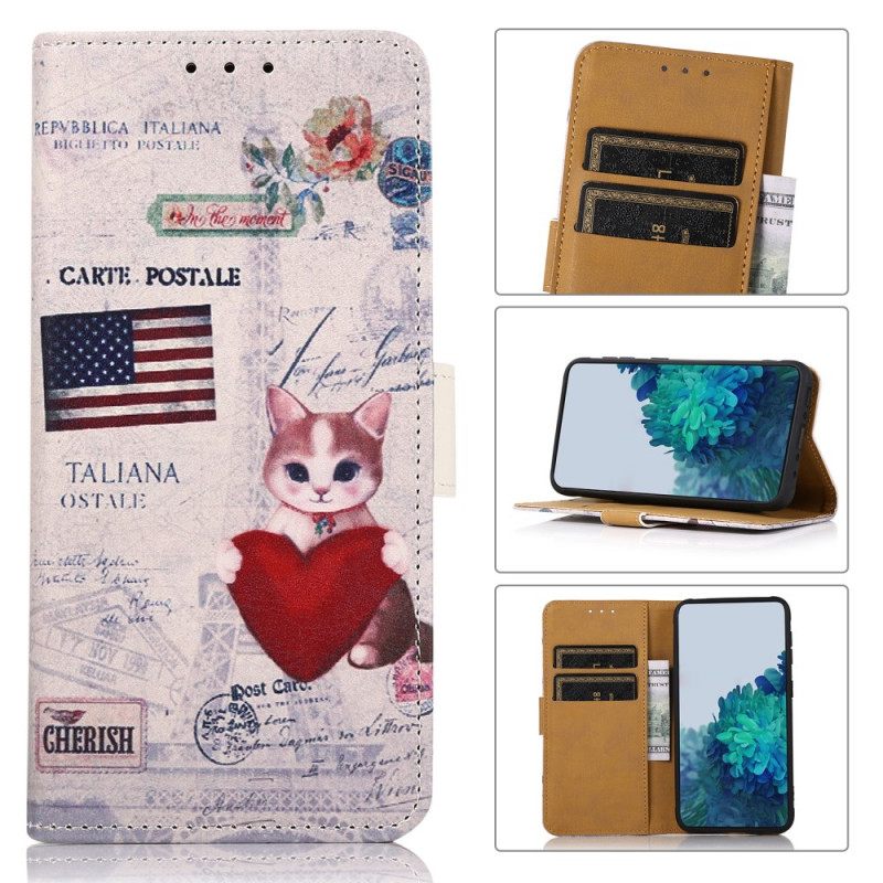 Flip Case OnePlus 10 Pro 5G Matkustava Kissa