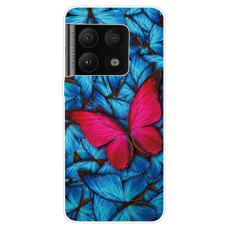 Kuori OnePlus 10 Pro 5G Flexible Butterfly Fuksia