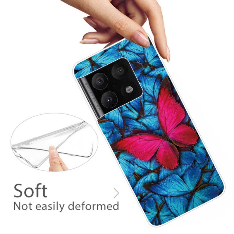 Kuori OnePlus 10 Pro 5G Flexible Butterfly Fuksia