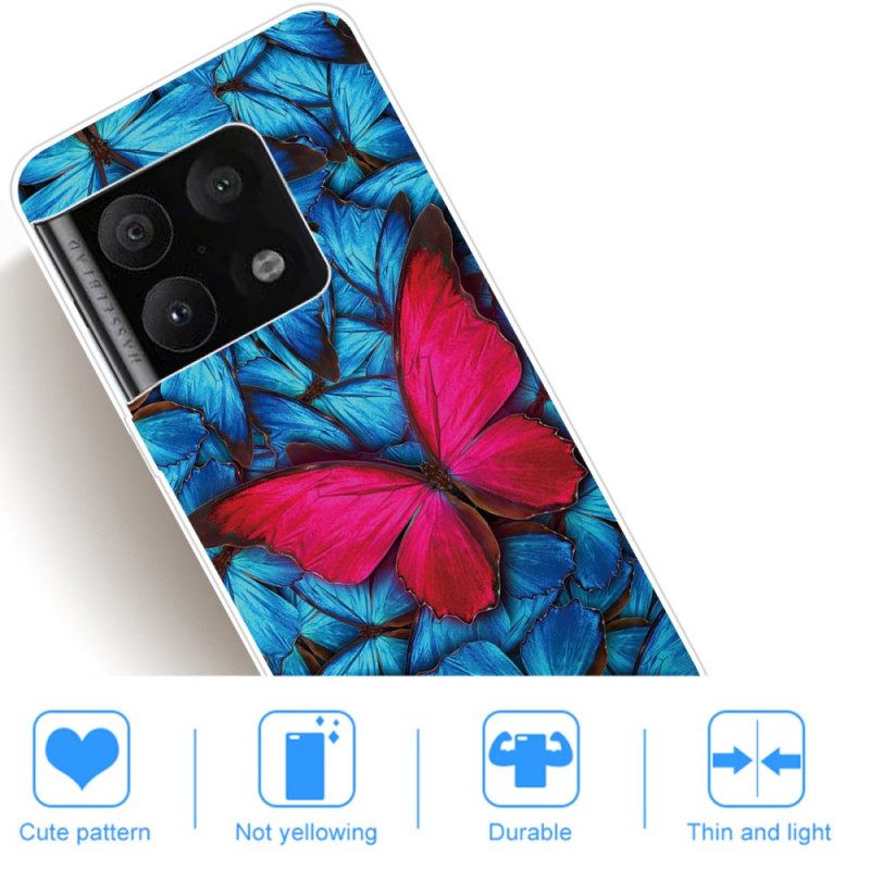 Kuori OnePlus 10 Pro 5G Flexible Butterfly Fuksia