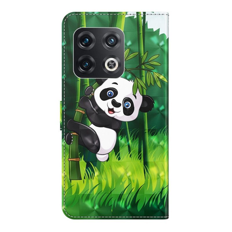 Nahkakotelo OnePlus 10 Pro 5G Suojaketju Kuori Panda Kaulanauhalla