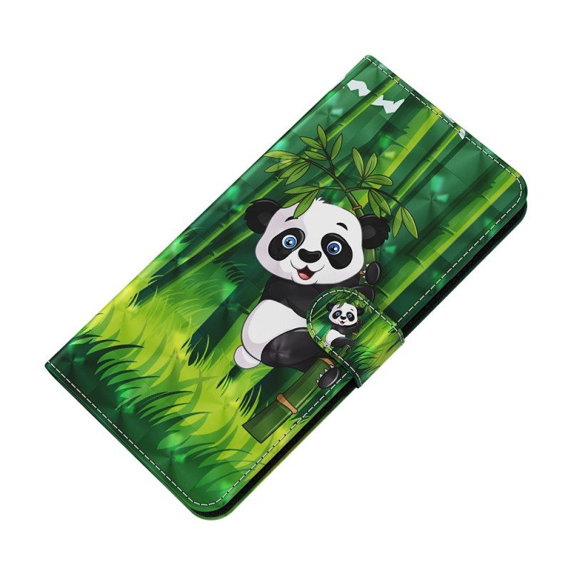 Nahkakotelo OnePlus 10 Pro 5G Suojaketju Kuori Panda Kaulanauhalla