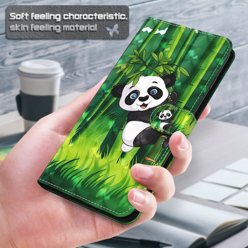 Nahkakotelo OnePlus 10 Pro 5G Suojaketju Kuori Panda Kaulanauhalla