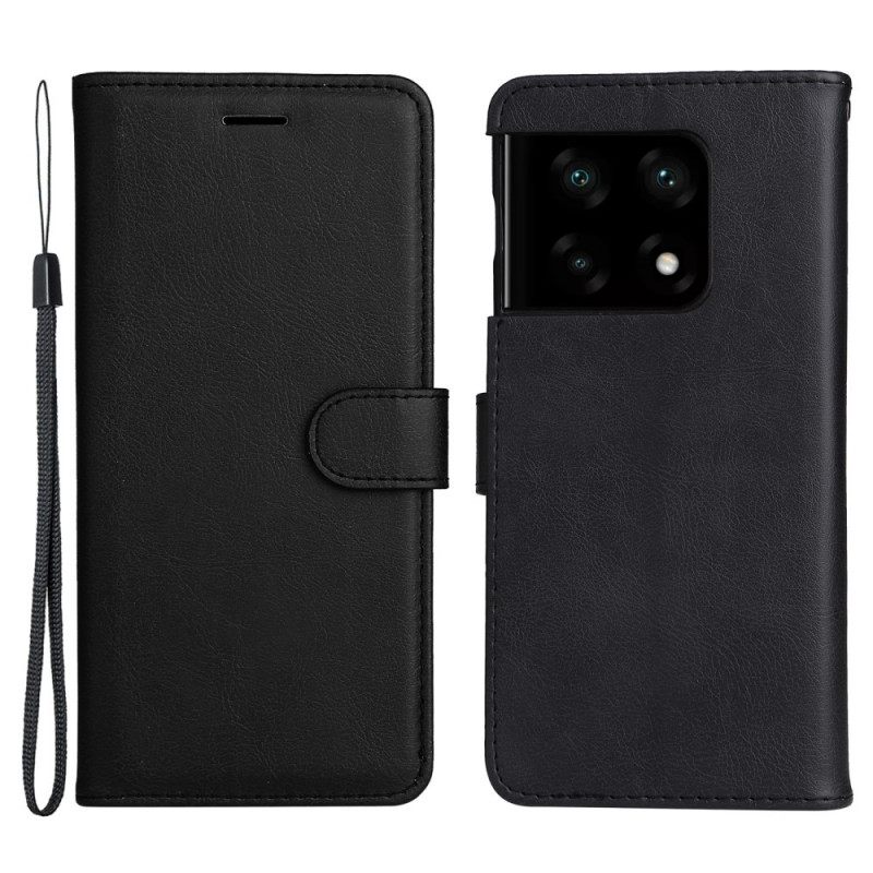 Nahkakotelo OnePlus 10 Pro 5G Suojaketju Kuori Plain Leather Strappy Style