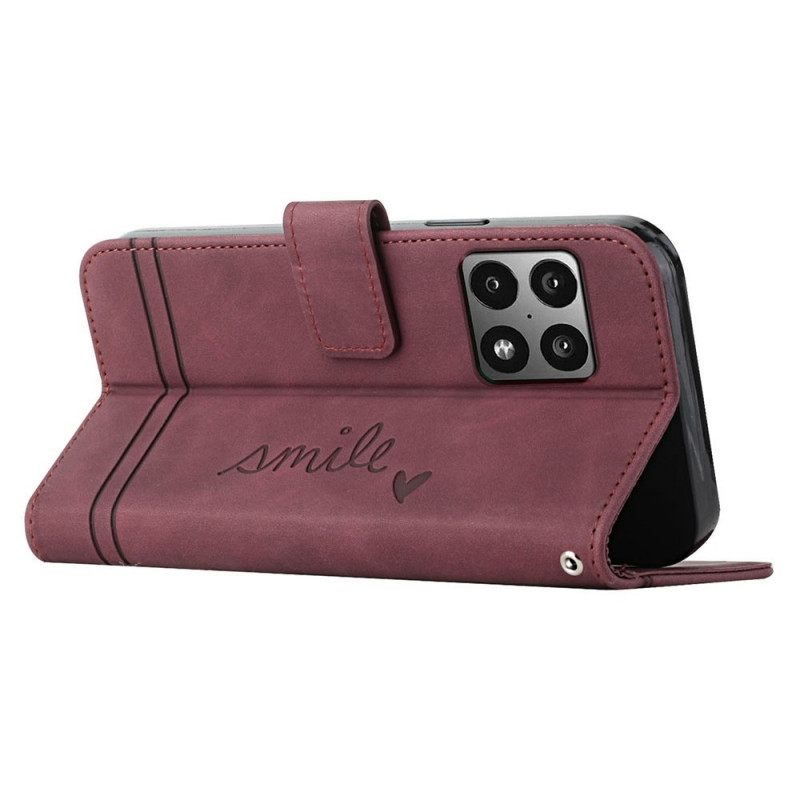 Nahkakotelo OnePlus 10 Pro 5G Suojaketju Kuori Smile To Strap