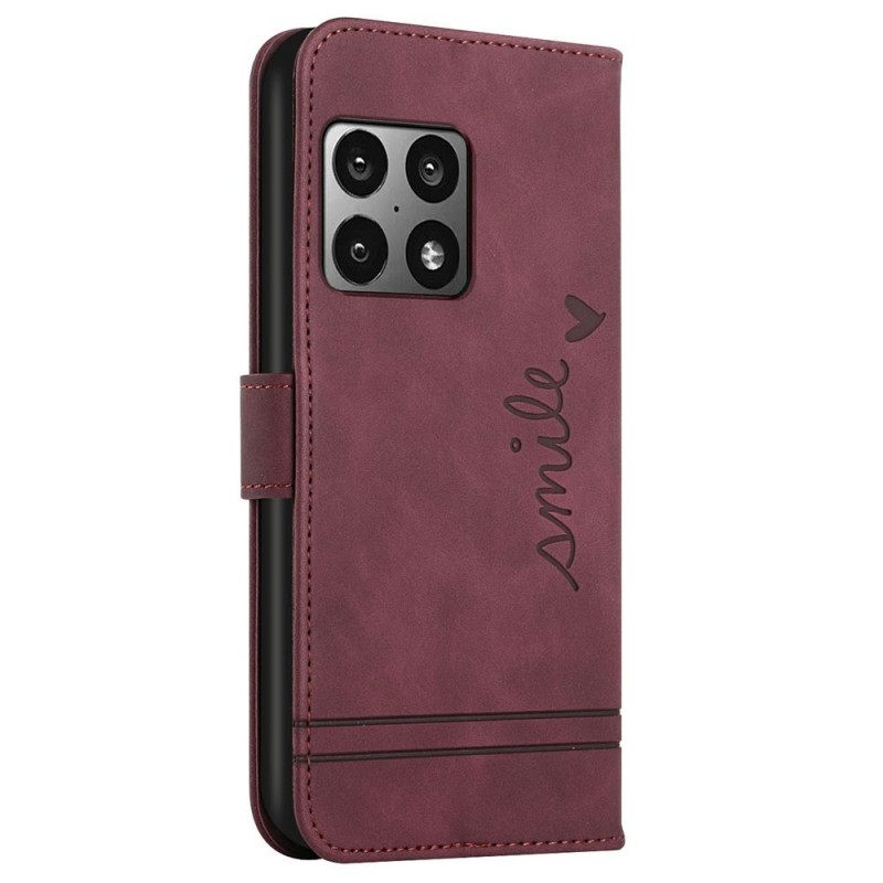 Nahkakotelo OnePlus 10 Pro 5G Suojaketju Kuori Smile To Strap