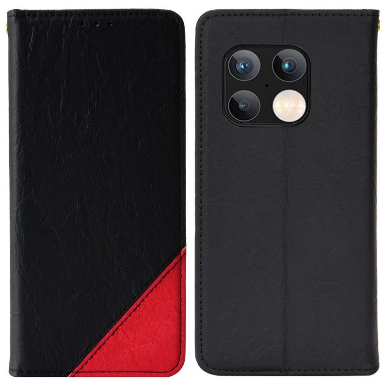 Puhelinkuoret OnePlus 10 Pro 5G Kotelot Flip Faux Leather Bicolor Oblique