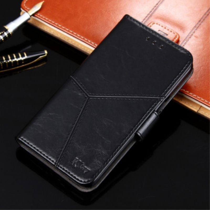 Flip Case Xiaomi Mi 11i 5G / Poco F3 Geometrinen Nahkaefekti