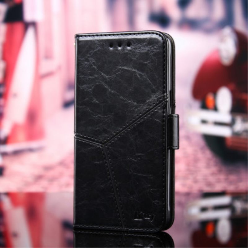 Flip Case Xiaomi Mi 11i 5G / Poco F3 Geometrinen Nahkaefekti