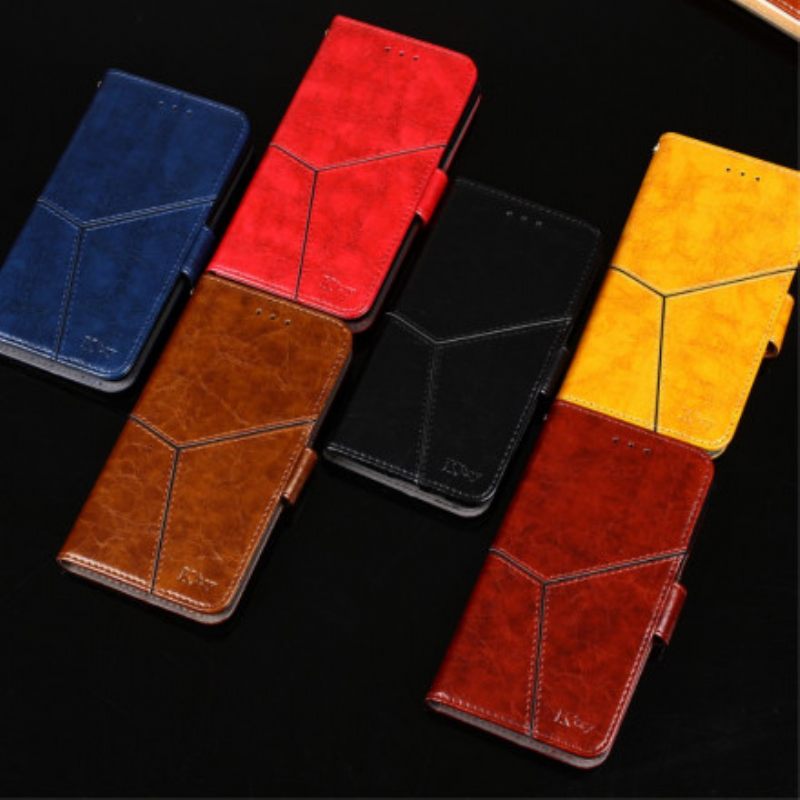 Flip Case Xiaomi Mi 11i 5G / Poco F3 Geometrinen Nahkaefekti