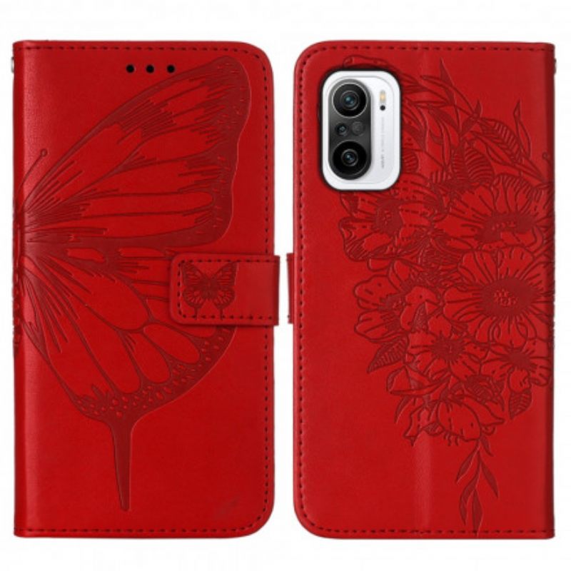 Kotelot Xiaomi Mi 11i 5G / Poco F3 Butterfly Design Kaulanauhalla