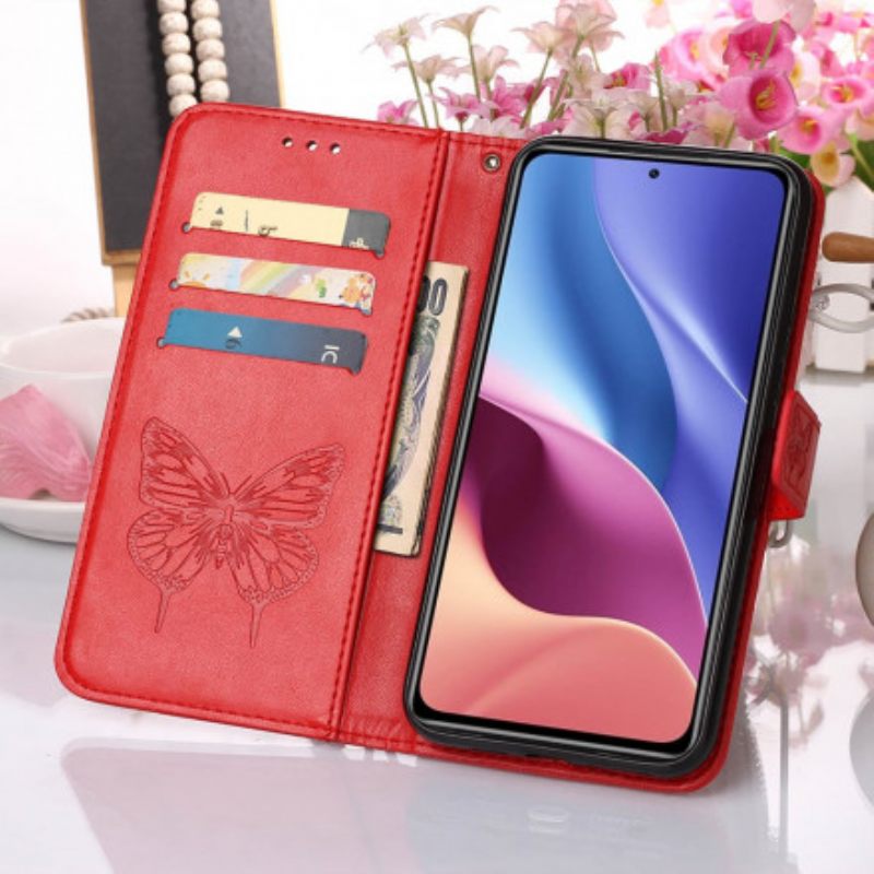 Kotelot Xiaomi Mi 11i 5G / Poco F3 Butterfly Design Kaulanauhalla