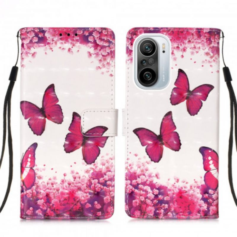 Kotelot Xiaomi Mi 11i 5G / Poco F3 Red Butterflies