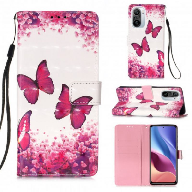 Kotelot Xiaomi Mi 11i 5G / Poco F3 Red Butterflies