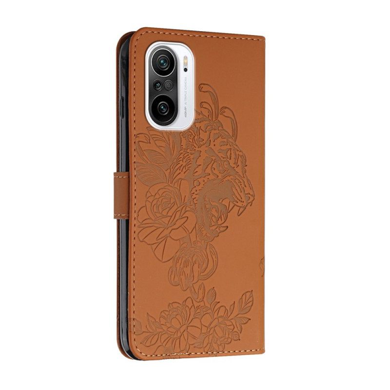 Nahkakotelo Xiaomi Mi 11i 5G / Poco F3 Suojaketju Kuori Tiger Baroque Strap