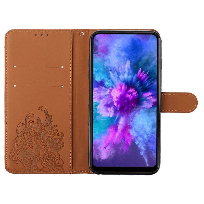 Nahkakotelo Xiaomi Mi 11i 5G / Poco F3 Suojaketju Kuori Tiger Baroque Strap