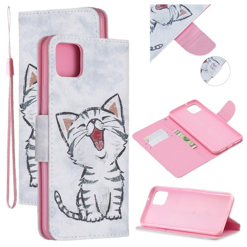 Flip Case Google Pixel 4 XL Suojaketju Kuori Kitten Hihnalla