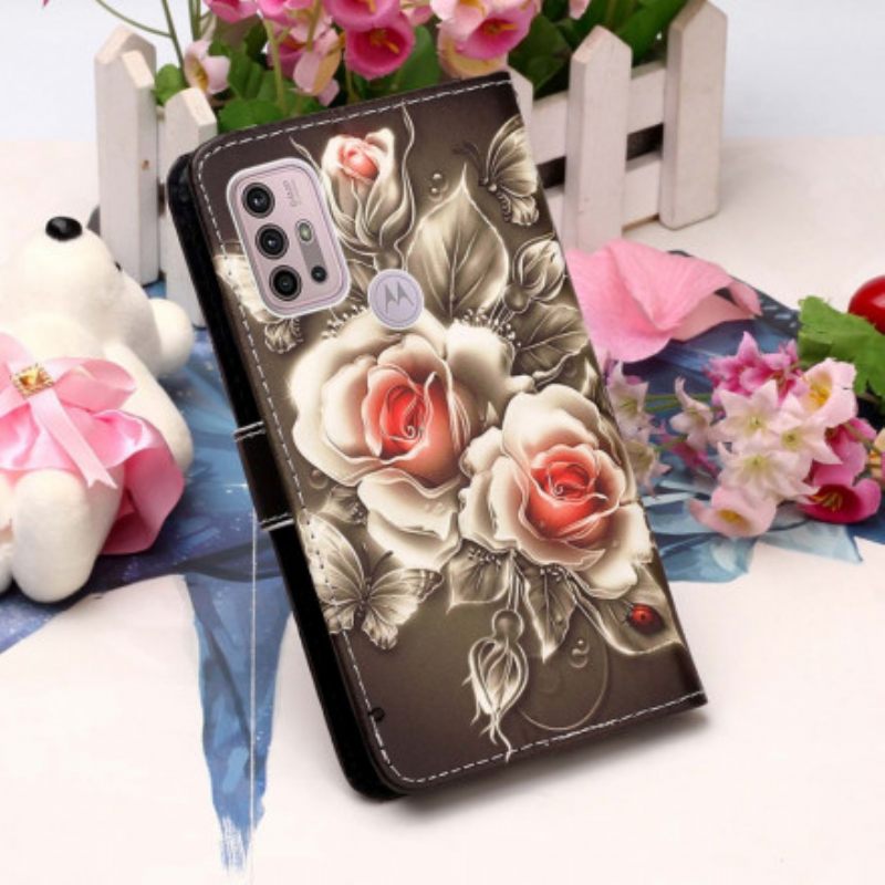 Kotelot Moto G10 / G30 Golden Roses