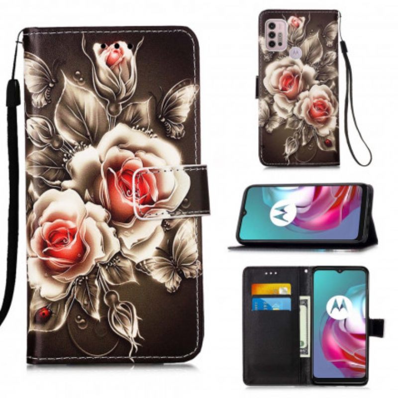 Kotelot Moto G10 / G30 Golden Roses