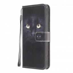 Kotelot Moto G10 / G30 Suojaketju Kuori Black Cat Eyes Hihnalla