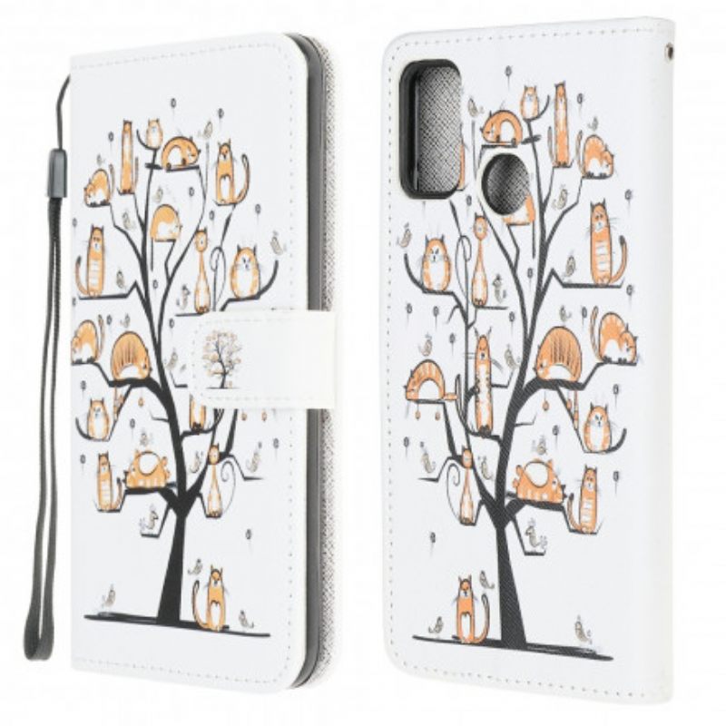 Kotelot Moto G10 / G30 Suojaketju Kuori Funky Cats Hihnalla