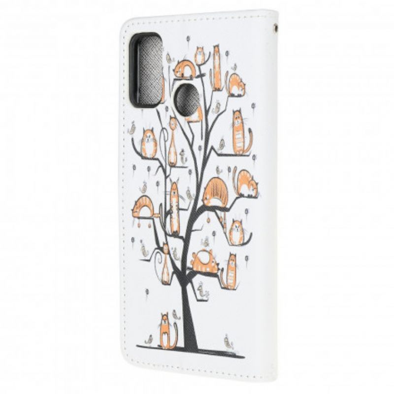 Kotelot Moto G10 / G30 Suojaketju Kuori Funky Cats Hihnalla