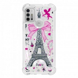 Kuori Moto G10 / G30 Eiffel-tornin Paljetteja