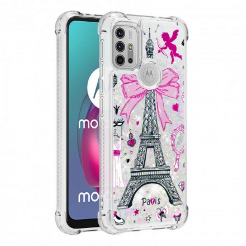 Kuori Moto G10 / G30 Eiffel-tornin Paljetteja