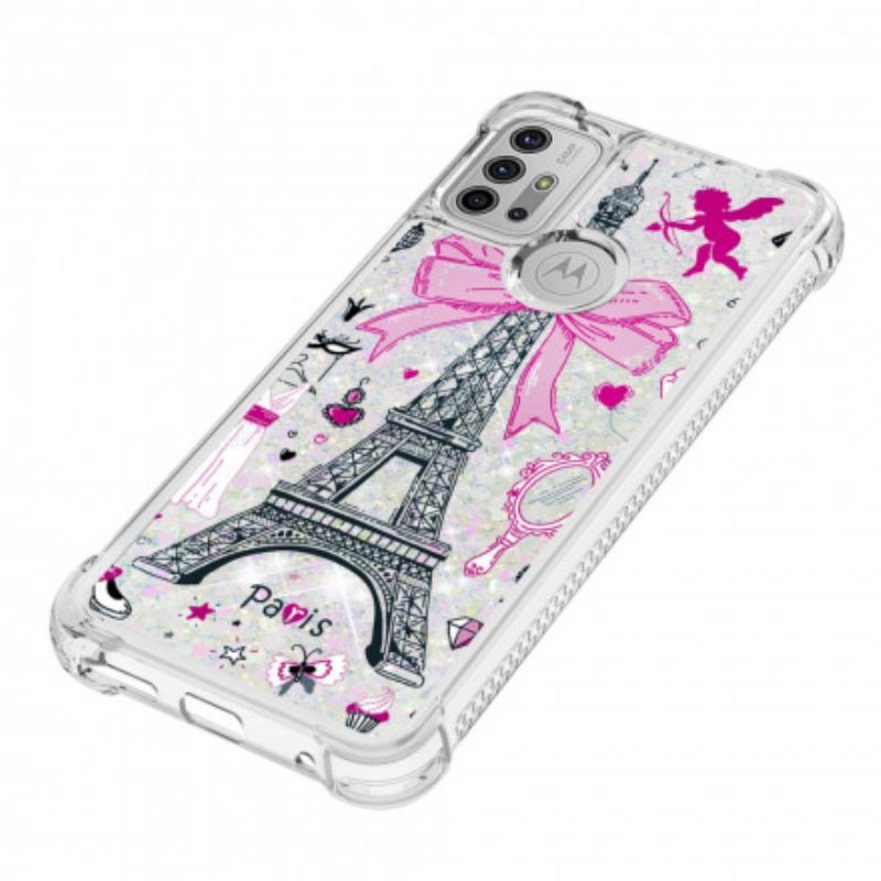 Kuori Moto G10 / G30 Eiffel-tornin Paljetteja