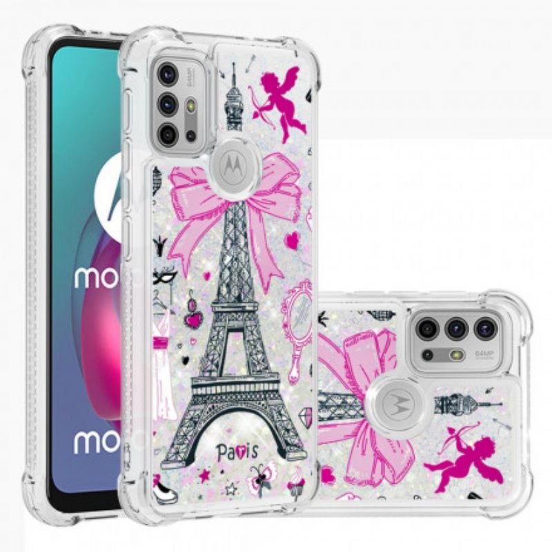 Kuori Moto G10 / G30 Eiffel-tornin Paljetteja