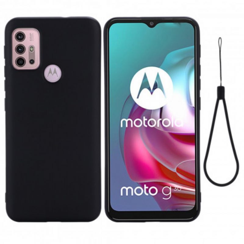 Kuori Moto G10 / G30 Nestemäinen Silikoni Kaulanauhalla