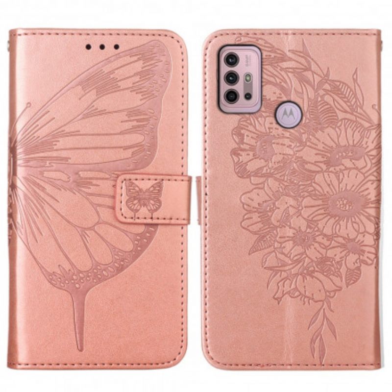 Nahkakotelo Moto G10 / G30 Butterfly Design