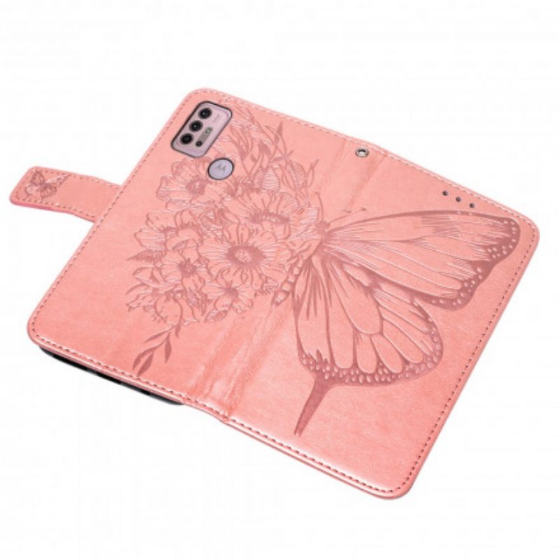 Nahkakotelo Moto G10 / G30 Butterfly Design